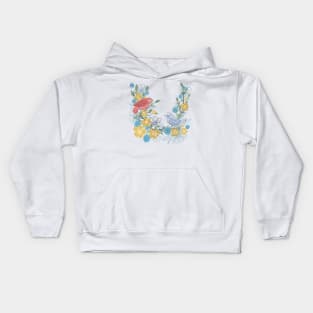 Birds on Floral Branches Kids Hoodie